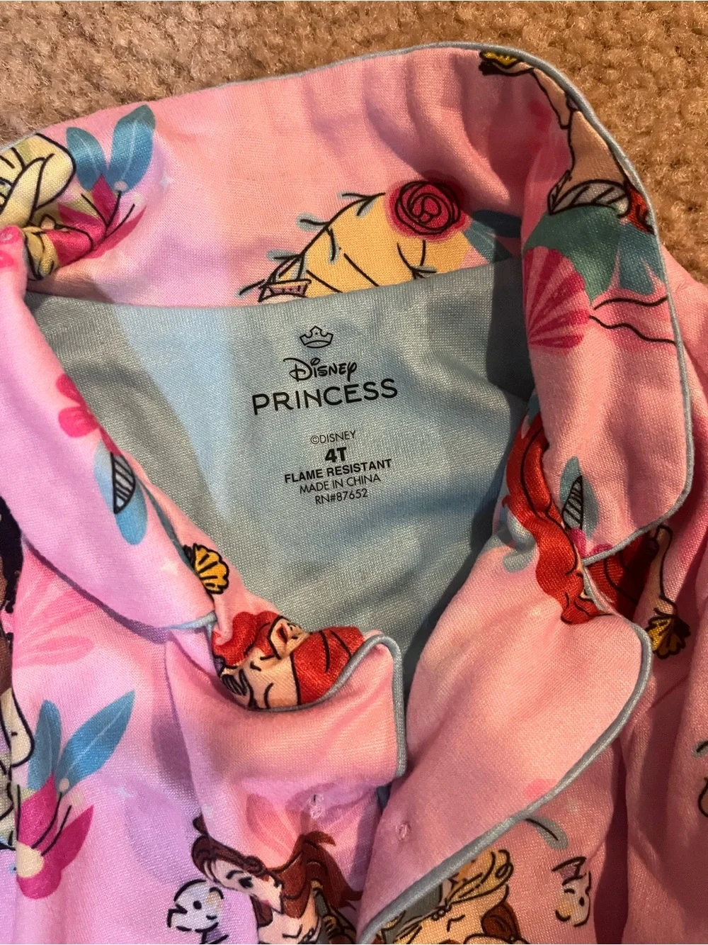 Girls Pink Princess Print Short set Pajama Set 4at Disney